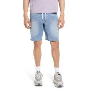 Bp Drawstring Blue stretch denim shorts men's indigo bleached
